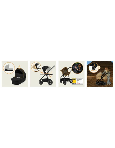 BN-LO-MERIL_3IN1_BLACK_ONYX,Carucior 3 in 1, Lionelo, Meril, Cu landou de dimensiune XL, Reversibil, Cu scoica auto testata ADAC