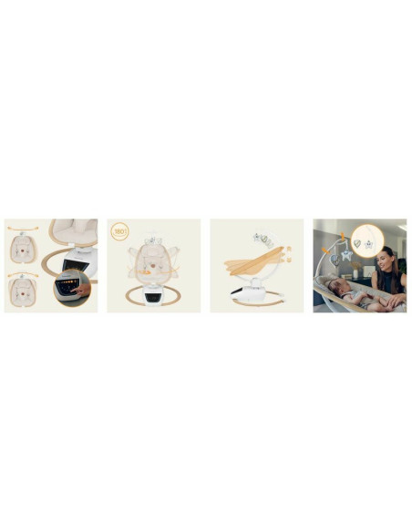 BN-LO-OLIVIA_BEIGE_NATURAL,Balansoar si sezlong, Lionelo, Olivia, 2 in 1, Electric, Cu leganare 3D, 5 moduri de balansare in mai