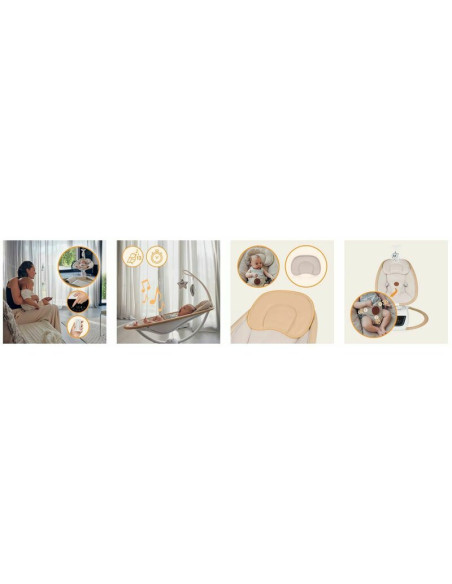 BN-LO-OLIVIA_BEIGE_NATURAL,Balansoar si sezlong, Lionelo, Olivia, 2 in 1, Electric, Cu leganare 3D, 5 moduri de balansare in mai