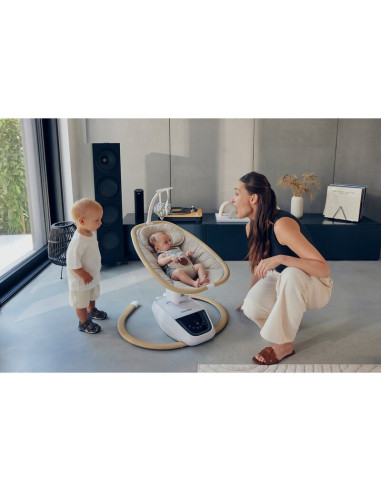BN-LO-OLIVIA_BEIGE_NATURAL,Balansoar si sezlong, Lionelo, Olivia, 2 in 1, Electric, Cu leganare 3D, 5 moduri de balansare in mai