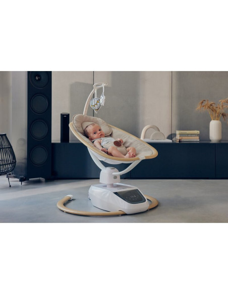 BN-LO-OLIVIA_BEIGE_NATURAL,Balansoar si sezlong, Lionelo, Olivia, 2 in 1, Electric, Cu leganare 3D, 5 moduri de balansare in mai