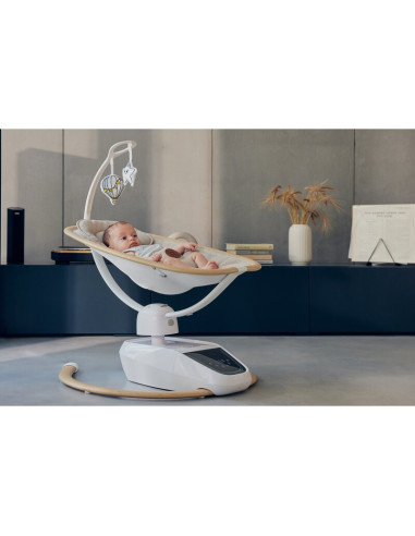 BN-LO-OLIVIA_BEIGE_NATURAL,Balansoar si sezlong, Lionelo, Olivia, 2 in 1, Electric, Cu leganare 3D, 5 moduri de balansare in mai