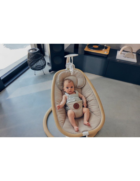 BN-LO-OLIVIA_BEIGE_NATURAL,Balansoar si sezlong, Lionelo, Olivia, 2 in 1, Electric, Cu leganare 3D, 5 moduri de balansare in mai
