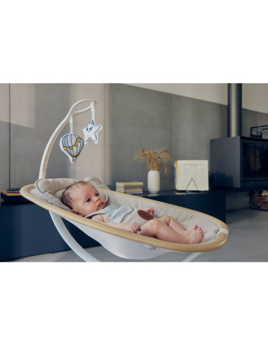 BN-LO-OLIVIA_BEIGE_NATURAL,Balansoar si sezlong, Lionelo, Olivia, 2 in 1, Electric, Cu leganare 3D, 5 moduri de balansare in mai