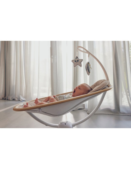BN-LO-OLIVIA_BEIGE_NATURAL,Balansoar si sezlong, Lionelo, Olivia, 2 in 1, Electric, Cu leganare 3D, 5 moduri de balansare in mai