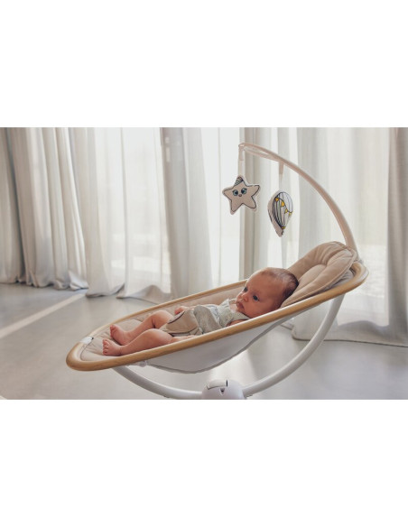 BN-LO-OLIVIA_BEIGE_NATURAL,Balansoar si sezlong, Lionelo, Olivia, 2 in 1, Electric, Cu leganare 3D, 5 moduri de balansare in mai
