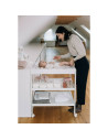 BN-82702,Masuta de infasat, FreeON, Mila, Din lemn, Cu 4 roti pentru transport facil, Cu 3 suprafete de depozitare, 76x54x86 cm,