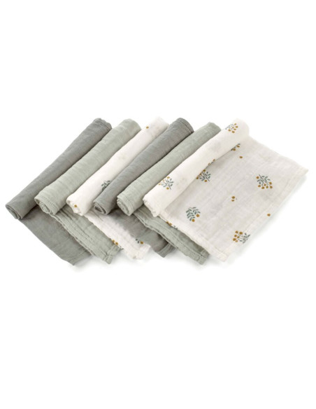 BN-8420421089187,Set 6 scutece, Jane, Din muselina de bambus, Hipoalergenice, 35 x 35 cm, Botanic