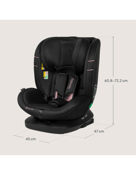 BN-LO-BASTIAAN_I-SIZE_PINK_ROSE,Scaun auto, Lionelo, Bastiaan i-Size, 4 in 1, Protectie laterala, Cu spatar inclinabil in 4 pozi