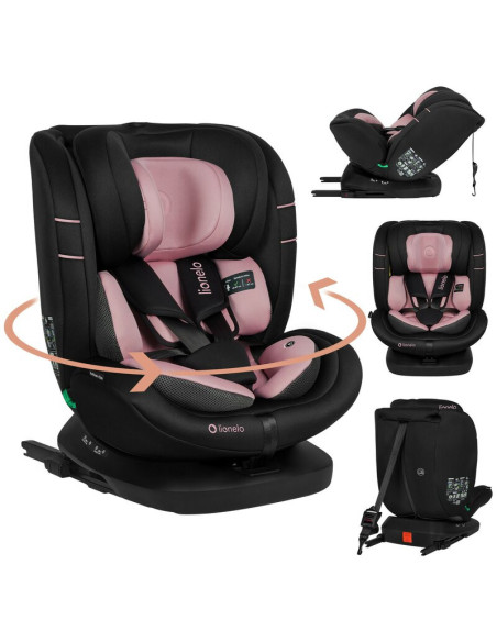 BN-LO-BASTIAAN_I-SIZE_PINK_ROSE,Scaun auto, Lionelo, Bastiaan i-Size, 4 in 1, Protectie laterala, Cu spatar inclinabil in 4 pozi