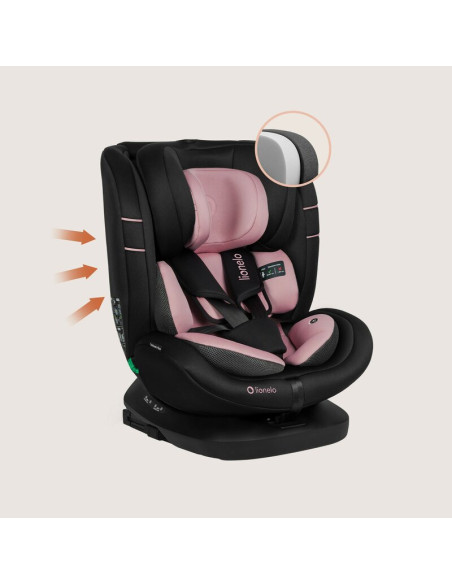BN-LO-BASTIAAN_I-SIZE_PINK_ROSE,Scaun auto, Lionelo, Bastiaan i-Size, 4 in 1, Protectie laterala, Cu spatar inclinabil in 4 pozi