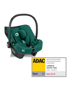 BN-LO-ASTRID_I-SIZE_GREEN,Scoica auto, Lionelo, i-Size Astrid, 0-13 Kg, 40-87 cm, Cu maner si capotina reglabile, Cu protectie l