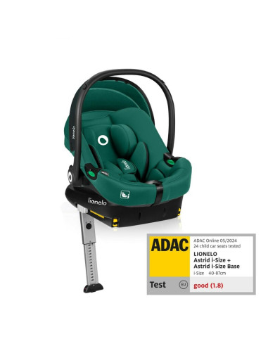 BN-LO-ASTRID_I-SIZE_GREEN+BASE_BLACK,Scoica auto, Lionelo, i-Size Astrid, Include baza Isofix, 0-13 Kg, 40-87 cm, Cu maner si ca