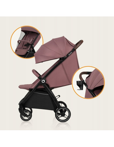 BN-LO-INGRID_PINK_MAUVE,Carucior sport, Lionelo, Ingrid, Capotina impermeabila cu filtru UPF50+, Pana la 22 Kg, Spatar reglabil 