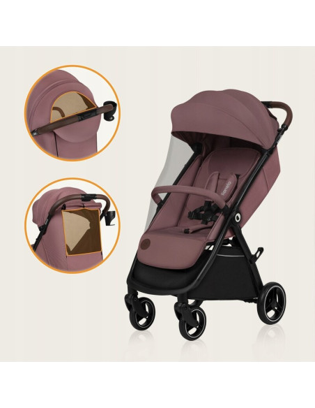 BN-LO-INGRID_PINK_MAUVE,Carucior sport, Lionelo, Ingrid, Capotina impermeabila cu filtru UPF50+, Pana la 22 Kg, Spatar reglabil 