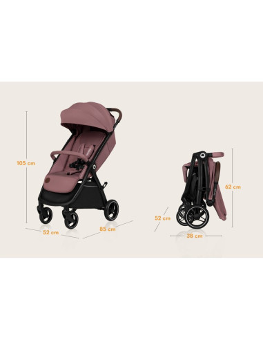 BN-LO-INGRID_PINK_MAUVE,Carucior sport, Lionelo, Ingrid, Capotina impermeabila cu filtru UPF50+, Pana la 22 Kg, Spatar reglabil 