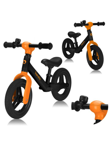 BN-LO-TONI_BLACK_ORANGE,Bicicleta fara pedale, Lionelo, Toni, Cu ghidon si sa reglabile, Ultra usoara, 2.8 Kg, 18 luni+, Sustine