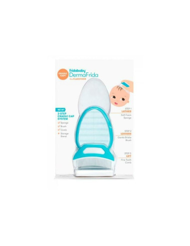 BN-FRI14,Set ingrijire scalp, Fridababy, DermaFrida, 3 in 1, Pentru dermatita seboreica la bebelusi, Include perie, burete si pi