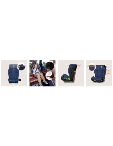 BN-LO-NEAL_I-SIZE_BLUE_NAVY,Scaun auto i-Size, Lionelo, Neal, Spatar reglabil in 4 pozitii, Tetiera in 10 pozitii, Suport sticla