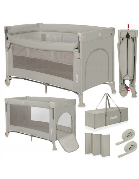 BN-LO-ELLEN_BEIGE_SAND,Patut pliant multifunctional, Lionelo, Ellen, Cu laterala culisanta, Nivel suplimentar, Intrare laterala 