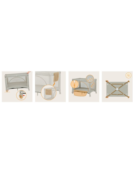 BN-LO-ELLEN_BEIGE_SAND,Patut pliant multifunctional, Lionelo, Ellen, Cu laterala culisanta, Nivel suplimentar, Intrare laterala 