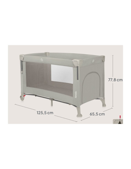 BN-LO-ELLEN_BEIGE_SAND,Patut pliant multifunctional, Lionelo, Ellen, Cu laterala culisanta, Nivel suplimentar, Intrare laterala 