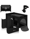 BN-LO-STEFI_BLACK_CARBON,Patut pliant, Lionelo, Stefi, Cu un nivel, Cu intrare laterala cu fermoar, 2 roti, 120x60 cm, Conform c