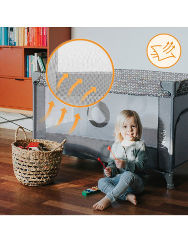 BN-LO-STEFI_BLACK_CARBON,Patut pliant, Lionelo, Stefi, Cu un nivel, Cu intrare laterala cu fermoar, 2 roti, 120x60 cm, Conform c