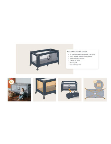 BN-LO-STEFI_BLACK_CARBON,Patut pliant, Lionelo, Stefi, Cu un nivel, Cu intrare laterala cu fermoar, 2 roti, 120x60 cm, Conform c