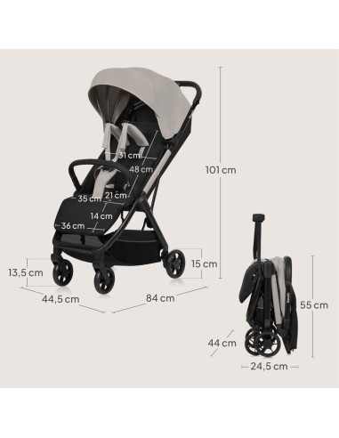 BN-LO-JULIE_AIR_BEIGE_SAND,Carucior sport, Lionelo, Julie Air, Greutate redusa - 7.5 kg, Sustine 22 kg, 6 luni+, Capotina imperm
