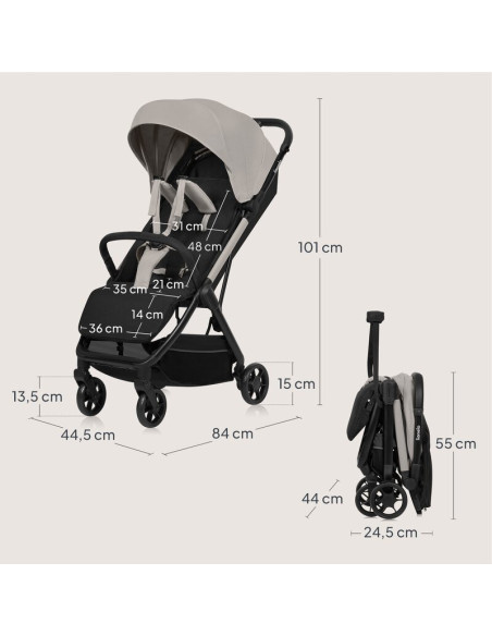 BN-LO-JULIE_AIR_BEIGE_SAND,Carucior sport, Lionelo, Julie Air, Greutate redusa - 7.5 kg, Sustine 22 kg, 6 luni+, Capotina imperm