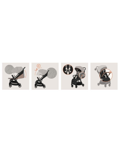 BN-LO-JULIE_AIR_BEIGE_SAND,Carucior sport, Lionelo, Julie Air, Greutate redusa - 7.5 kg, Sustine 22 kg, 6 luni+, Capotina imperm