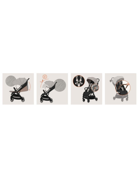 BN-LO-JULIE_AIR_BEIGE_SAND,Carucior sport, Lionelo, Julie Air, Greutate redusa - 7.5 kg, Sustine 22 kg, 6 luni+, Capotina imperm
