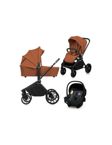 BN-LO-MIKA_PLUS_3IN1_BROWN_RUST,Carucior 3 in 1, Lionelo, Mika Plus, Cadru din aluminiu, Cu landou intarit si salteluta moale, C
