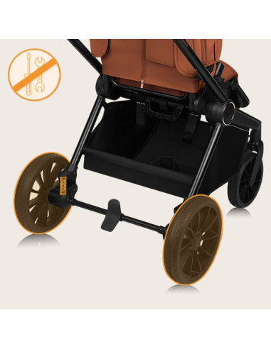 BN-LO-MIKA_PLUS_3IN1_BROWN_RUST,Carucior 3 in 1, Lionelo, Mika Plus, Cadru din aluminiu, Cu landou intarit si salteluta moale, C