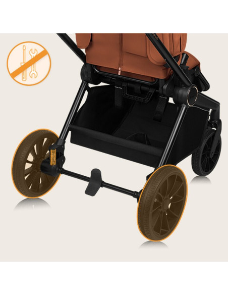 BN-LO-MIKA_PLUS_3IN1_BROWN_RUST,Carucior 3 in 1, Lionelo, Mika Plus, Cadru din aluminiu, Cu landou intarit si salteluta moale, C