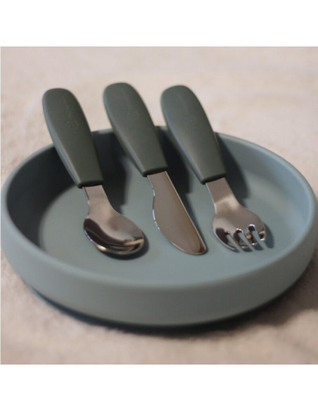 BN-727817,Set complet tacamuri, Petite&Mars, Take&Match, Din silicon si otel inoxidabil, Fara BPA, 12 luni+, Verde