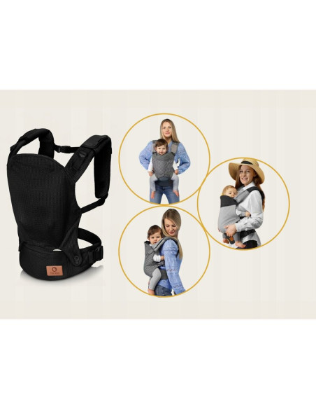 BN-LO-MARGAREET_AIR_BLACK,Marsupiu ergonomic, Lionelo, Margareet Air, 3 pozitii de purtare, Certificat de Institutul Internation