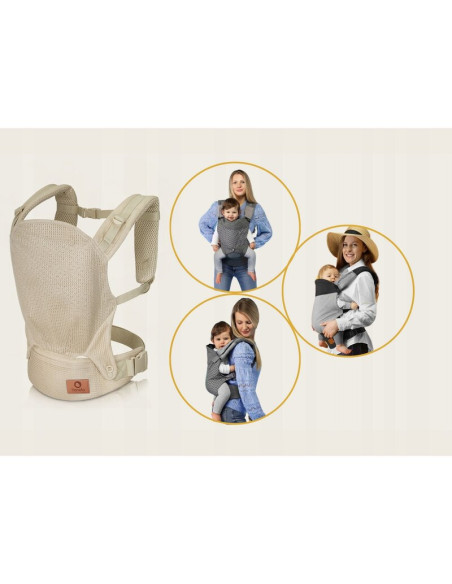 BN-LO-MARGAREET_AIR_BEIGE,Marsupiu ergonomic, Lionelo, Margareet Air, 3 pozitii de purtare, Certificat de Institutul Internation