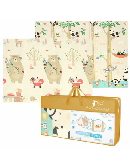 BN-BL128,Covoras de joaca, Bocioland, Panda, Pliabil, Protectie impotriva loviturilor, Dimensiune mare, 180 x 150 cm, Cu Imprime