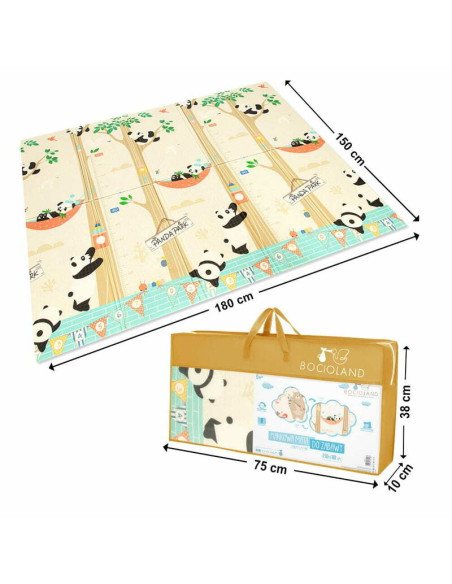 BN-BL128,Covoras de joaca, Bocioland, Panda, Pliabil, Protectie impotriva loviturilor, Dimensiune mare, 180 x 150 cm, Cu Imprime