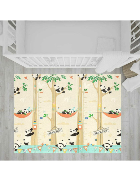 BN-BL128,Covoras de joaca, Bocioland, Panda, Pliabil, Protectie impotriva loviturilor, Dimensiune mare, 180 x 150 cm, Cu Imprime