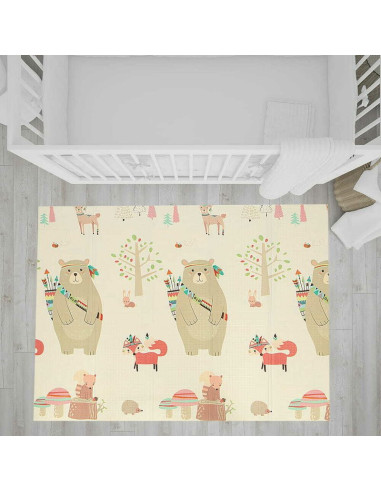BN-BL128,Covoras de joaca, Bocioland, Panda, Pliabil, Protectie impotriva loviturilor, Dimensiune mare, 180 x 150 cm, Cu Imprime
