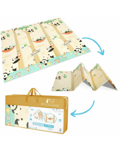 BN-BL128,Covoras de joaca, Bocioland, Panda, Pliabil, Protectie impotriva loviturilor, Dimensiune mare, 180 x 150 cm, Cu Imprime