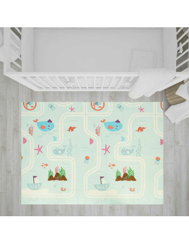 BN-BL127,Covoras de joaca, Bocioland, Water City, Pliabil, Protectie impotriva loviturilor, Dimensiune mare, 180 x 150 cm, Cu Im