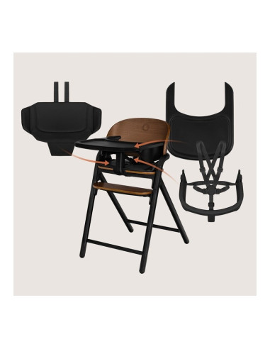 BN-LO-CELIA_BLACK_WOOD,Scaun de masa multifunctional Celia, Lionelo, Din lemn de fag, 6 luni- adult, Reglabil pe inaltime, Husa 