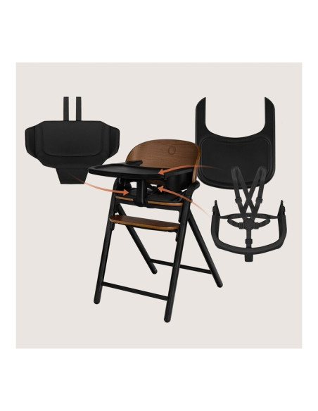 BN-LO-CELIA_BLACK_WOOD,Scaun de masa multifunctional Celia, Lionelo, Din lemn de fag, 6 luni- adult, Reglabil pe inaltime, Husa 
