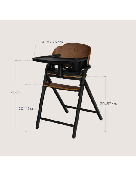 BN-LO-CELIA_BLACK_WOOD,Scaun de masa multifunctional Celia, Lionelo, Din lemn de fag, 6 luni- adult, Reglabil pe inaltime, Husa 