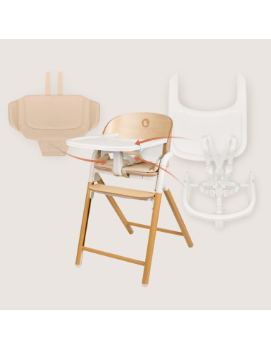 BN-LO-CELIA_WHITE_NATURAL_WOOD,Scaun de masa multifunctional Celia, Lionelo, Din lemn de fag, 6 luni- adult, Reglabil pe inaltim