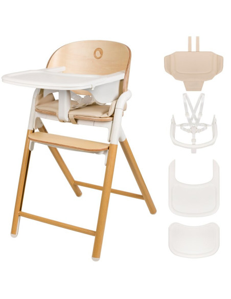 BN-LO-CELIA_WHITE_NATURAL_WOOD,Scaun de masa multifunctional Celia, Lionelo, Din lemn de fag, 6 luni- adult, Reglabil pe inaltim